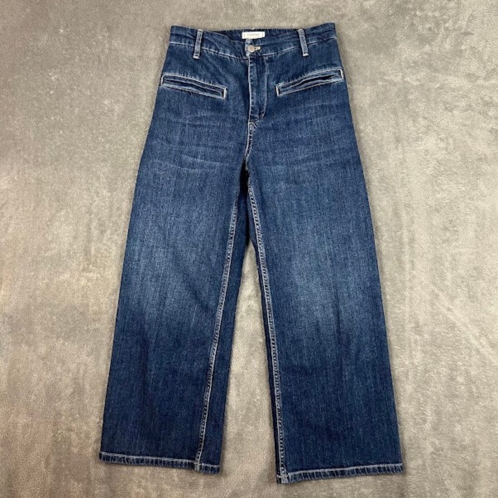 Maeve Anthropologie Welt Pocket High Rise Crop Wide Leg Jeans Womens 27 Dark